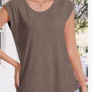 Sleeveless Scoop Neck Women’s Top in Heather Brown